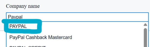 Screenshot of a form with "paypal" written in a text box.