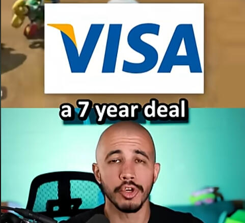 Screenshot of youtube short "Visa made a 7 year deal".